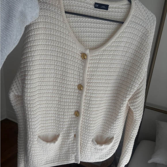 GAP Cream Cardigan with Gold Buttons - Picture 3 of 5